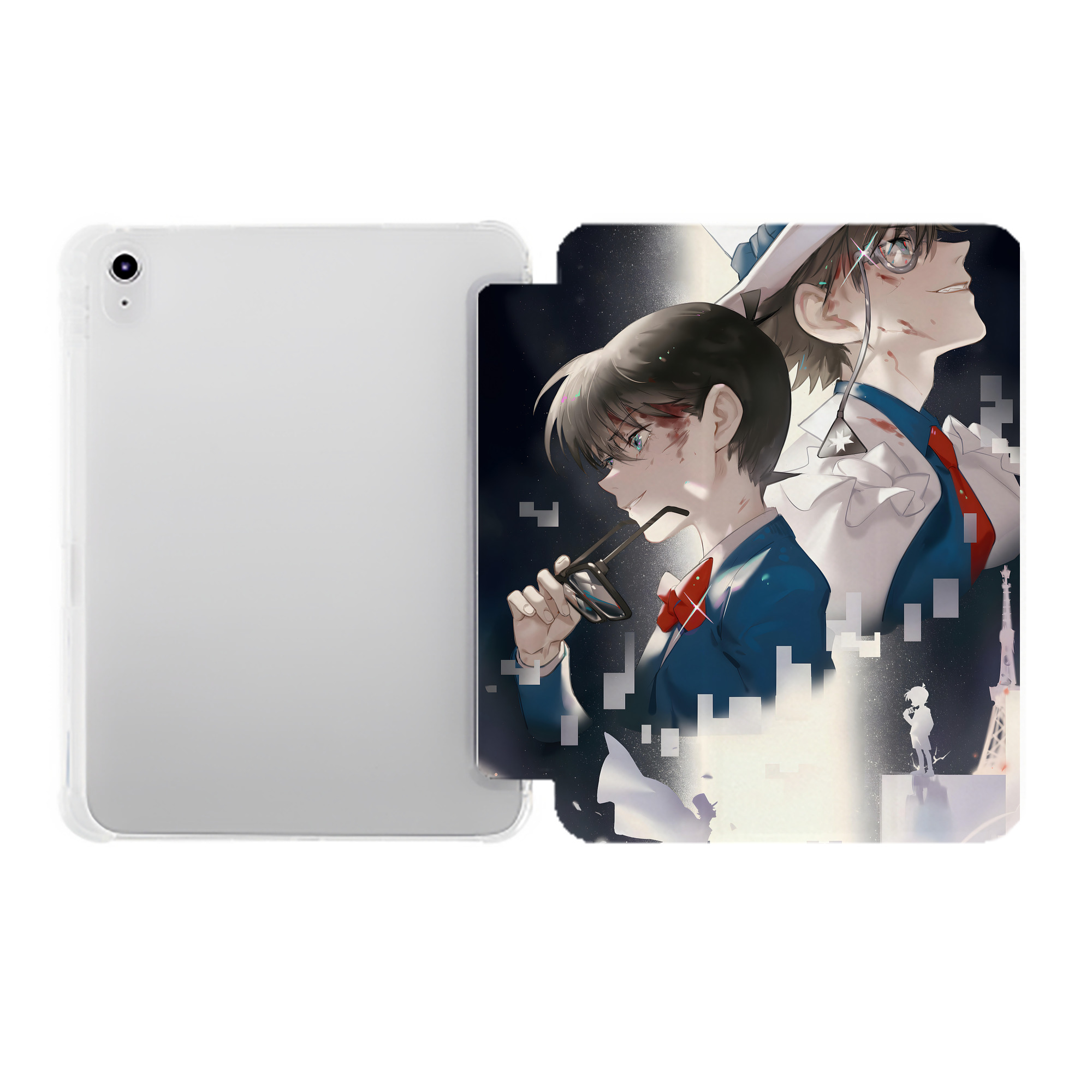 （画像用） 名探偵コナン Detective Conan IPad ケース ペン収納付き 三つ折りスタンド PUレザー×シリコン 対応機種9.5/10.5/10.9インチ